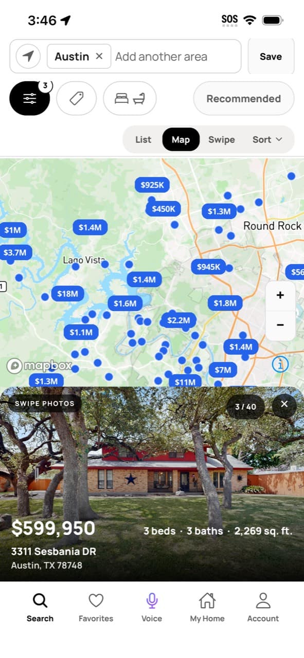 From the map to the home without losing your place. — Ready Front Real Estate app screen