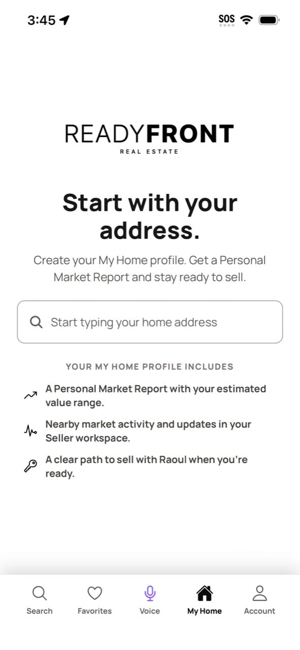 Worth more than the search. — Ready Front Real Estate app screen